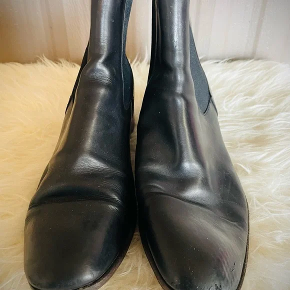 VTG? Distressed PRADA Wmn's Ankle Boots sz 6.5 37 Black Leather pull on Booties - Picture 3 of 11